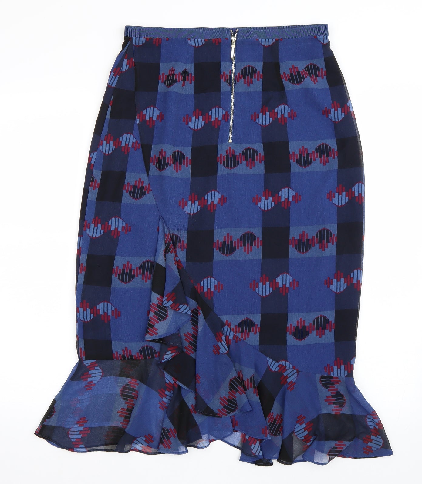 Ted Baker Womens Blue Geometric  A-Line Skirt Size M  - Ted Baker Size 2