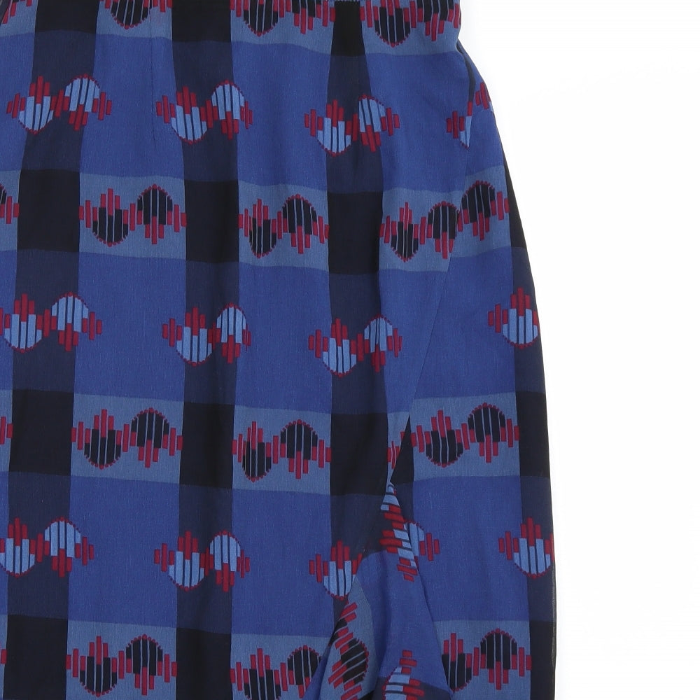 Ted Baker Womens Blue Geometric  A-Line Skirt Size M  - Ted Baker Size 2