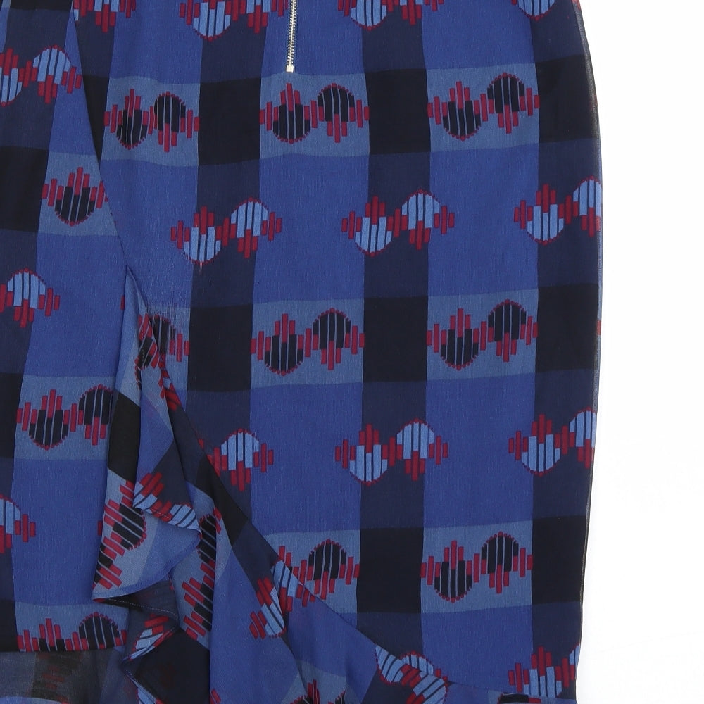 Ted Baker Womens Blue Geometric  A-Line Skirt Size M  - Ted Baker Size 2