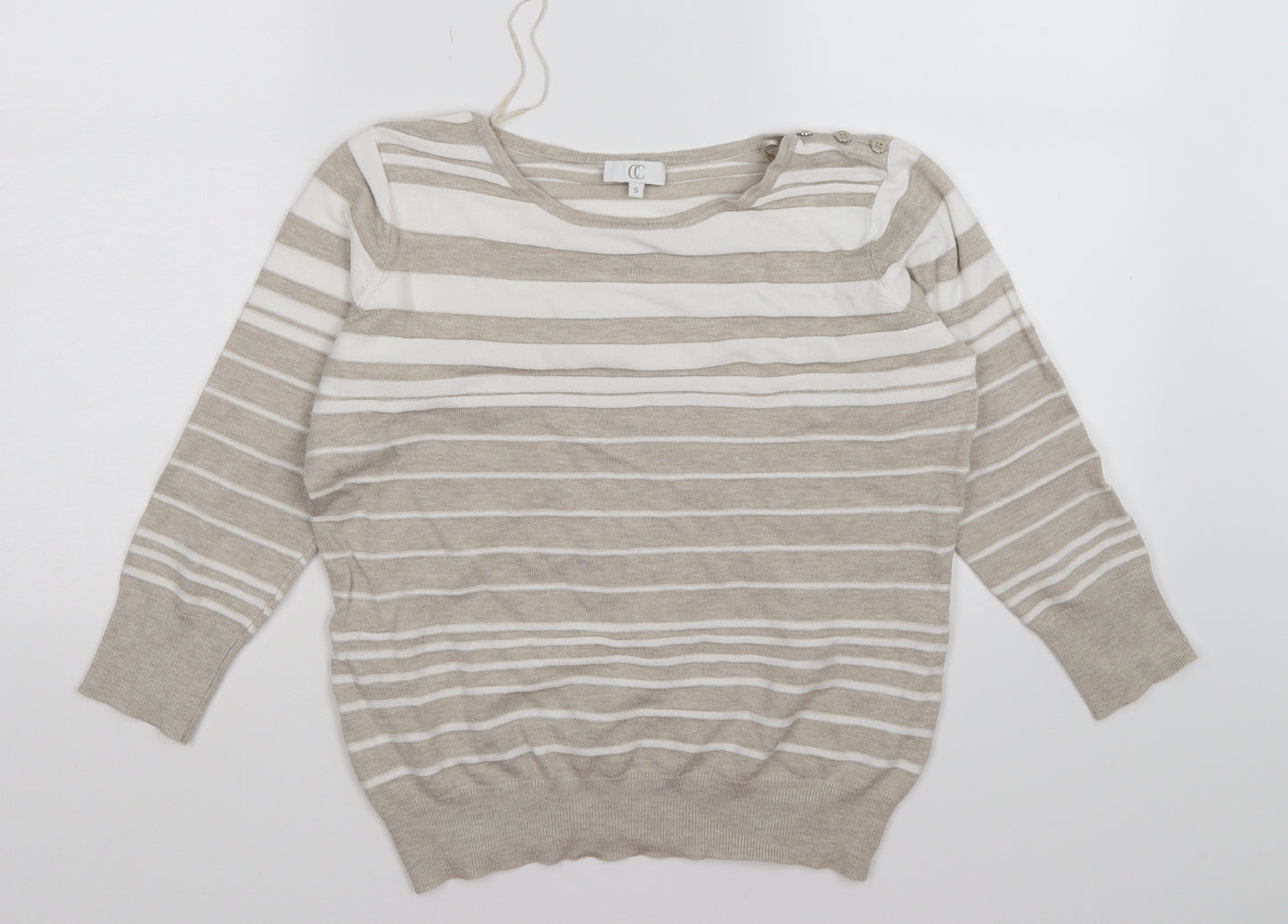 Country Casuals Womens Beige Striped  Pullover Jumper Size S