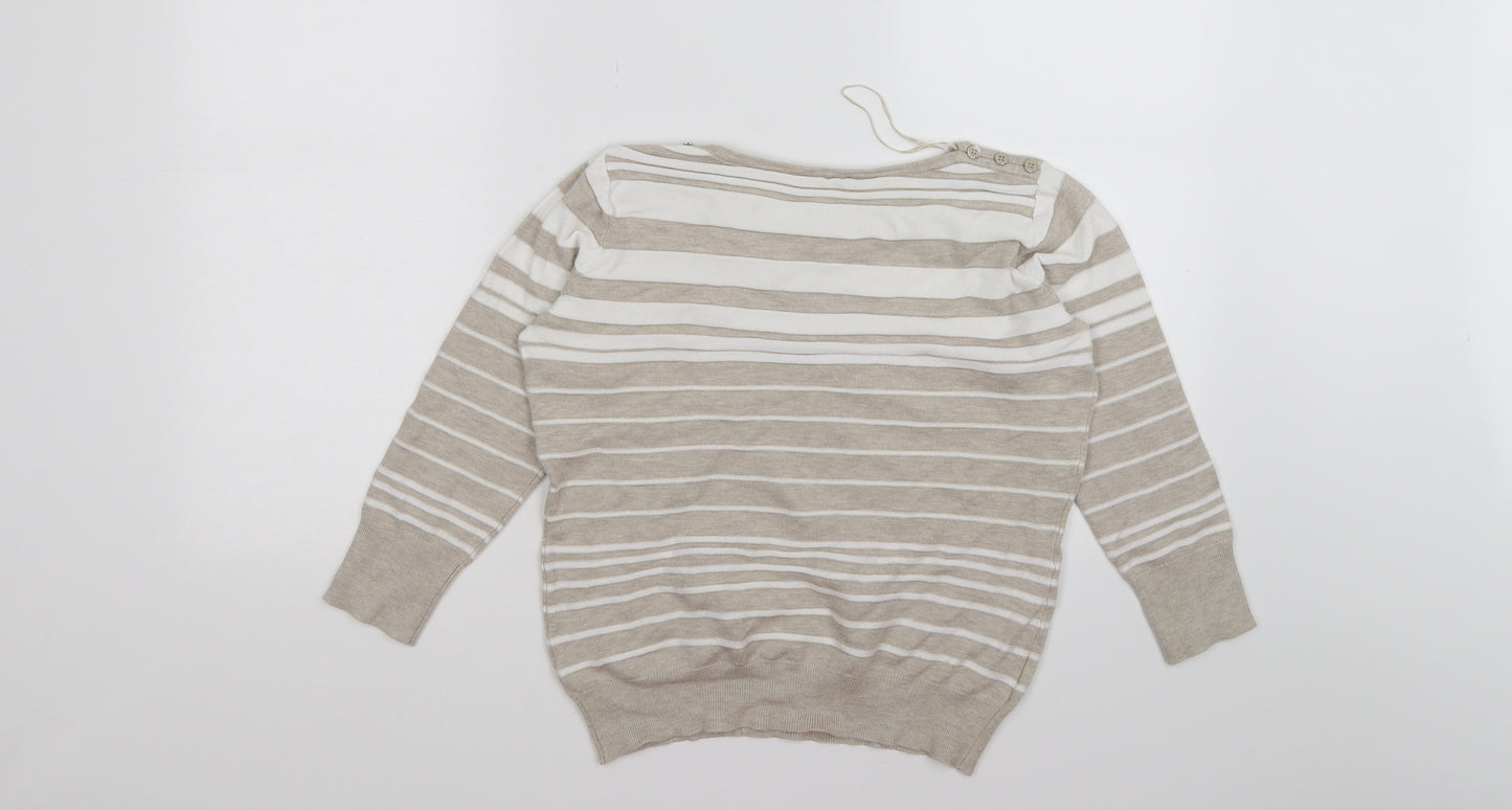 Country Casuals Womens Beige Striped  Pullover Jumper Size S