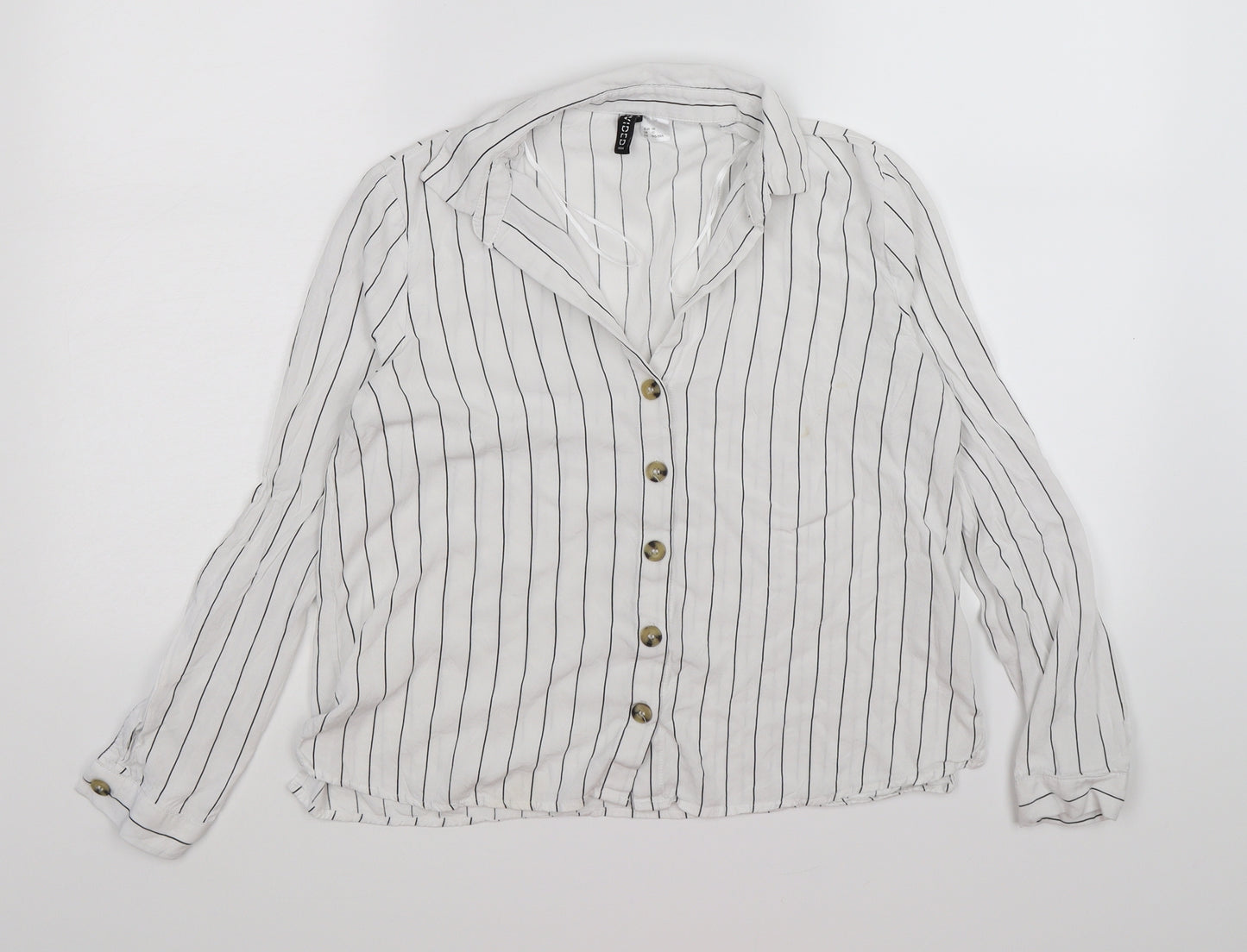 Divided Womens White Striped  Basic Blouse Size 10