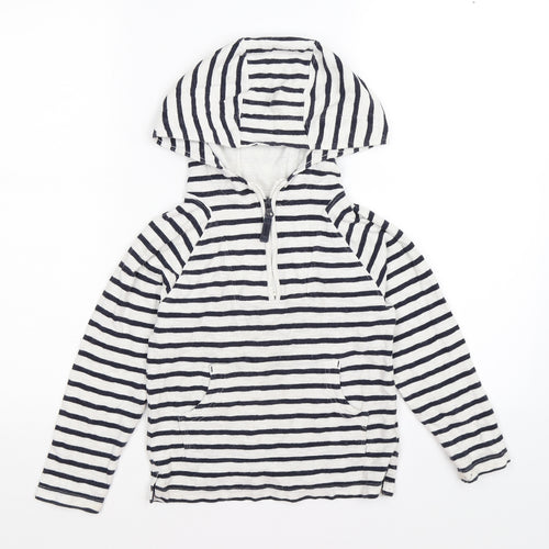 NEXT Boys White Striped  Pullover Hoodie Size 4-5 Years
