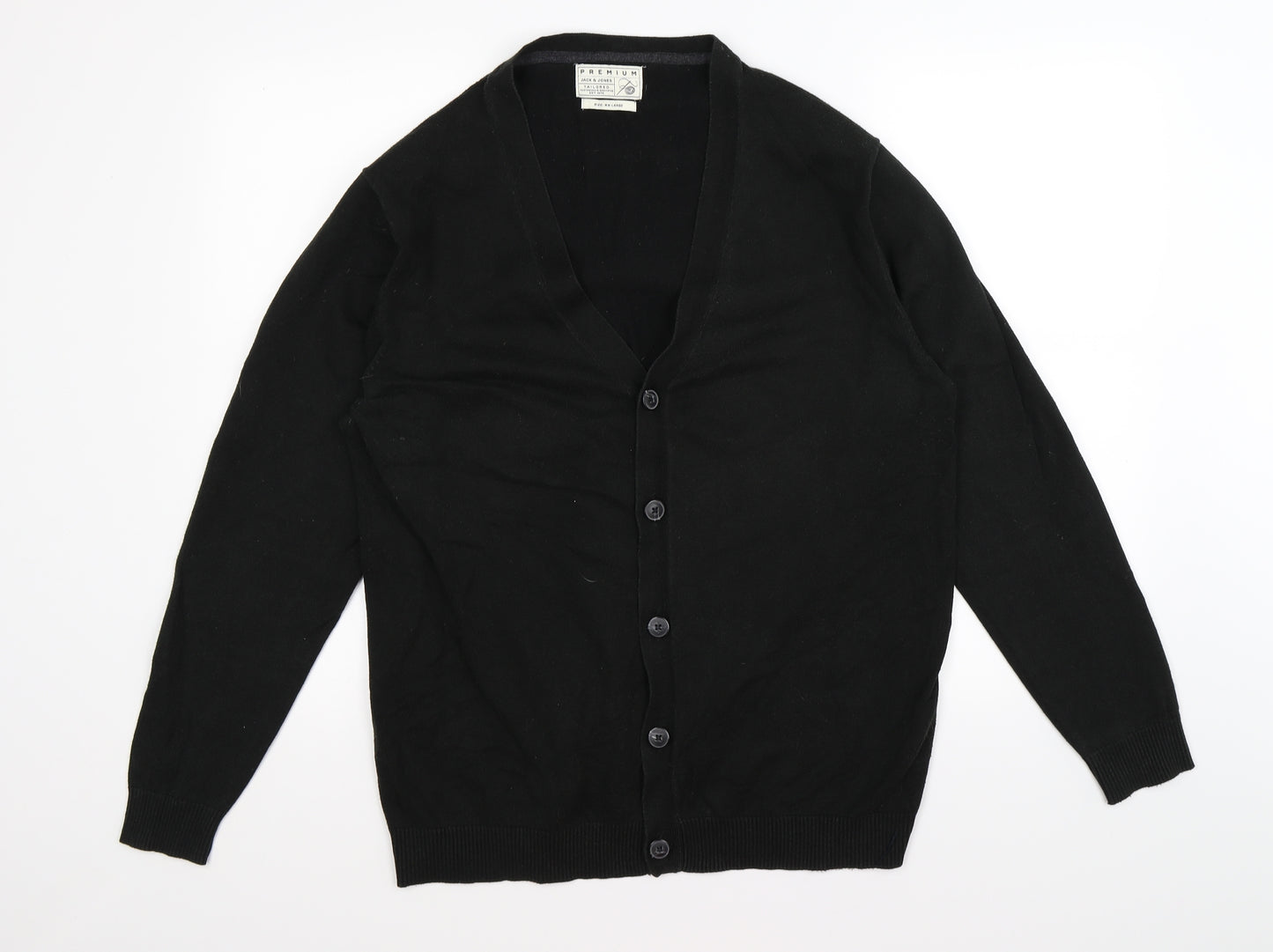 JACK & JONES Mens Black  Knit Cardigan Jumper Size 2XL