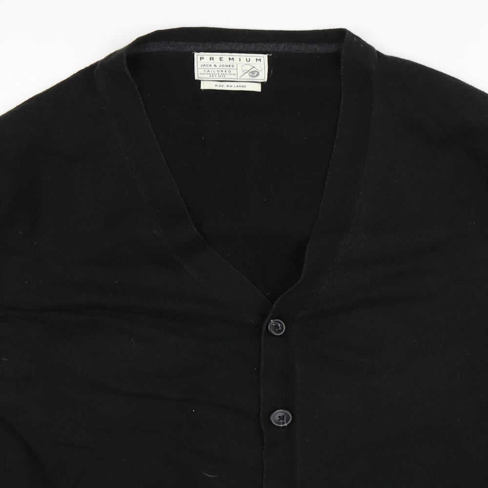 JACK & JONES Mens Black  Knit Cardigan Jumper Size 2XL