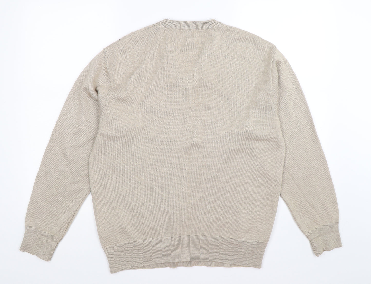 Gabicci Mens Beige Striped Knit Pullover Jumper Size M