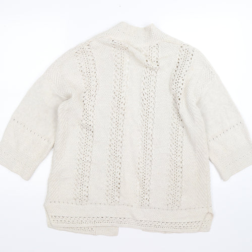 White Stuff Womens Beige  Crochet Cardigan Jumper Size 10