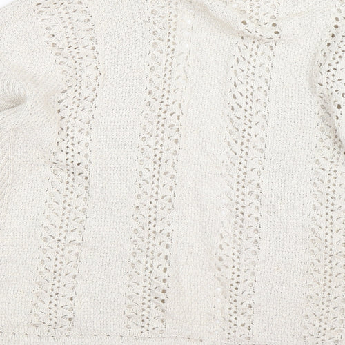 White Stuff Womens Beige  Crochet Cardigan Jumper Size 10