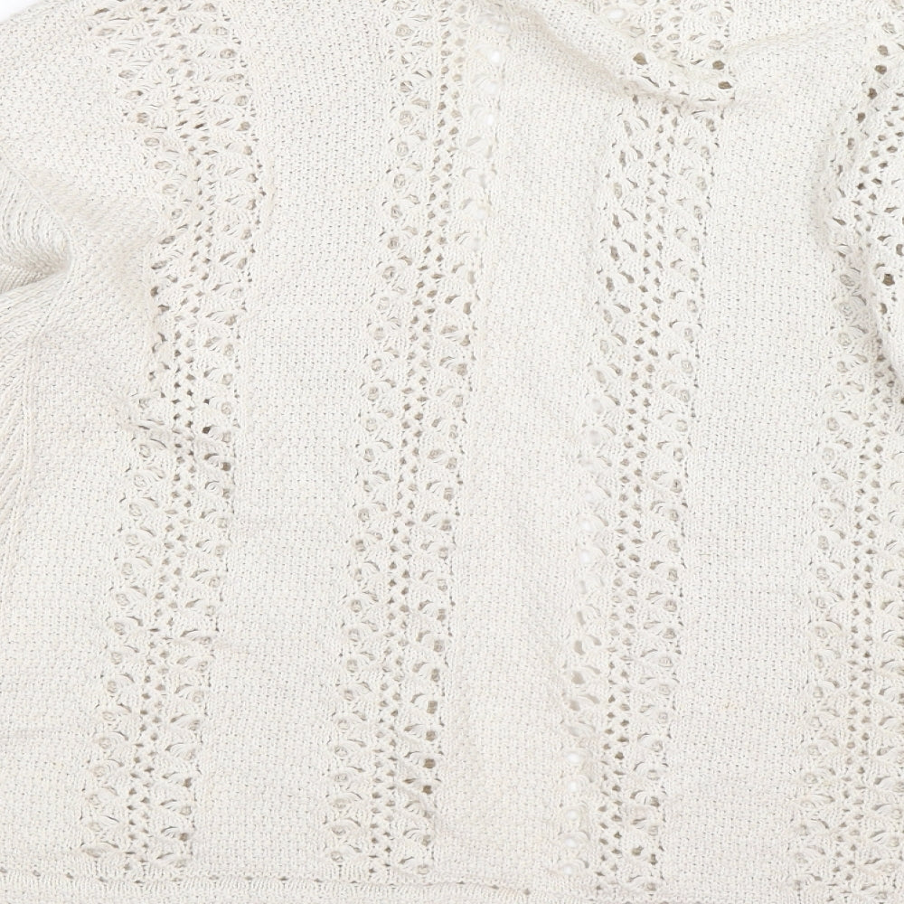 White Stuff Womens Beige  Crochet Cardigan Jumper Size 10