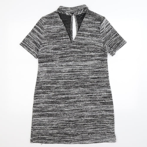 New Look Womens Grey Striped Knit Fit & Flare  Size 12
