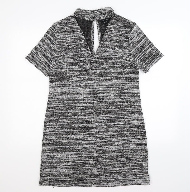 New Look Womens Grey Striped Knit Fit & Flare Size 12