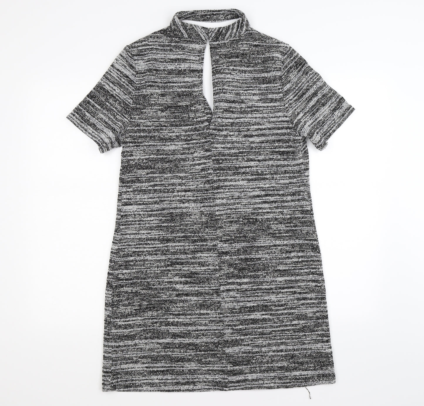 New Look Womens Grey Striped Knit Fit & Flare  Size 12