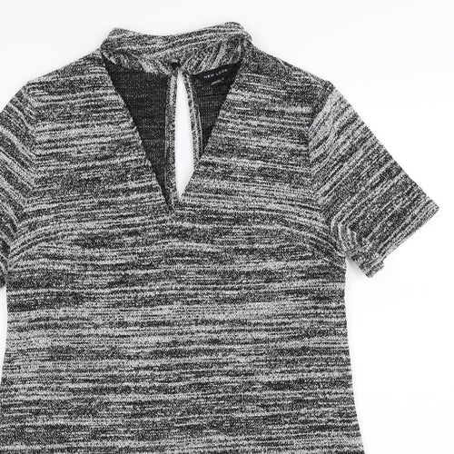 New Look Womens Grey Striped Knit Fit & Flare  Size 12