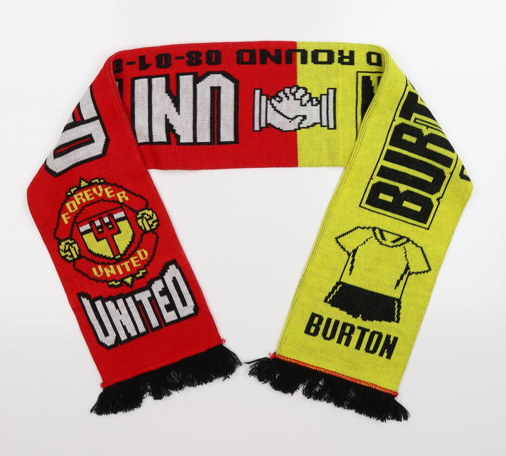 Preworn Mens Red Geometric Knit Scarf One Size - Manchester United Football club