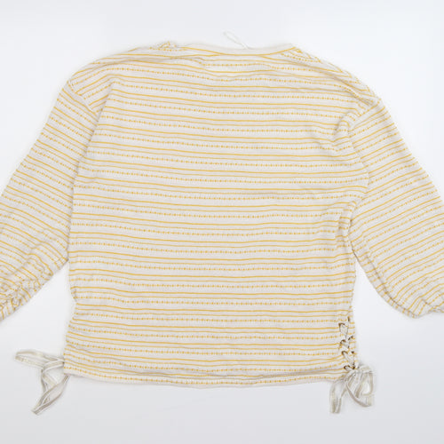 falmer Womens Yellow Striped  Pullover Jumper Size 14
