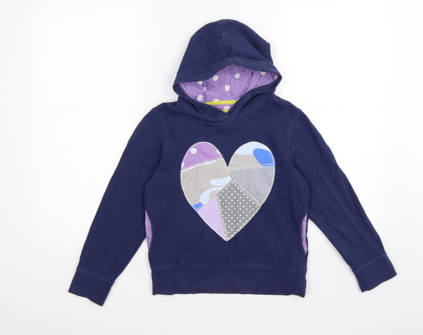 Boden Girls Purple Patchwork Jersey Pullover Hoodie Size 9-10 Years  - heart