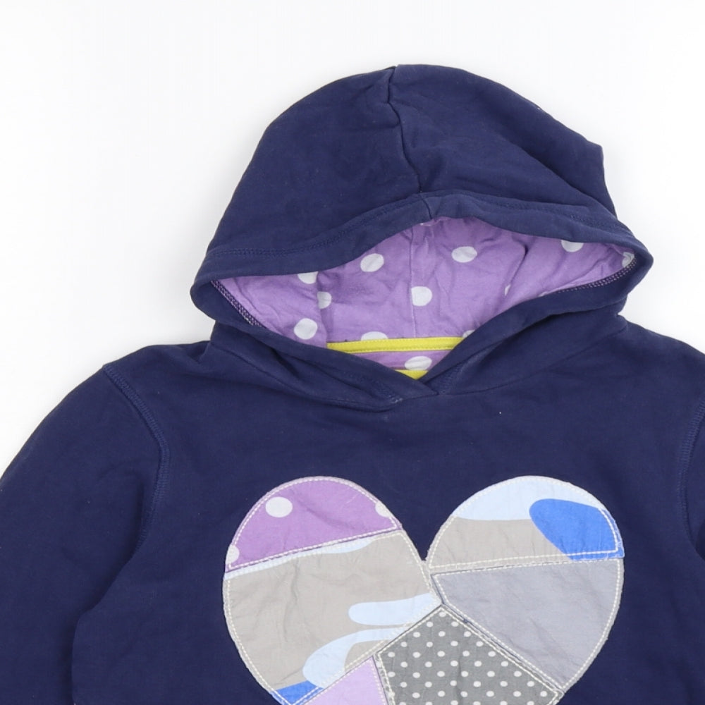Boden Girls Purple Patchwork Jersey Pullover Hoodie Size 9-10 Years  - heart