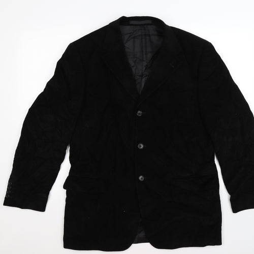 Marks and Spencer Mens Black Striped Corduroy Jacket Blazer Size 40  - sofr cord
