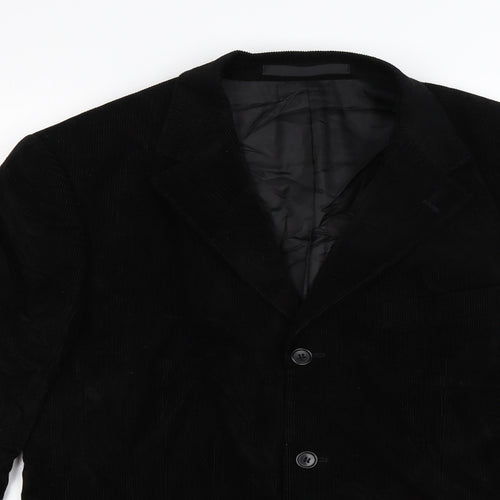 Marks and Spencer Mens Black Striped Corduroy Jacket Blazer Size 40  - sofr cord