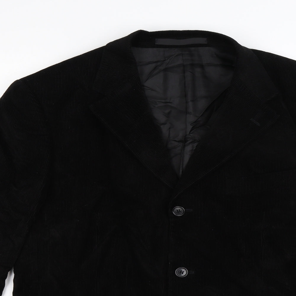 Marks and Spencer Mens Black Striped Corduroy Jacket Blazer Size 40  - sofr cord