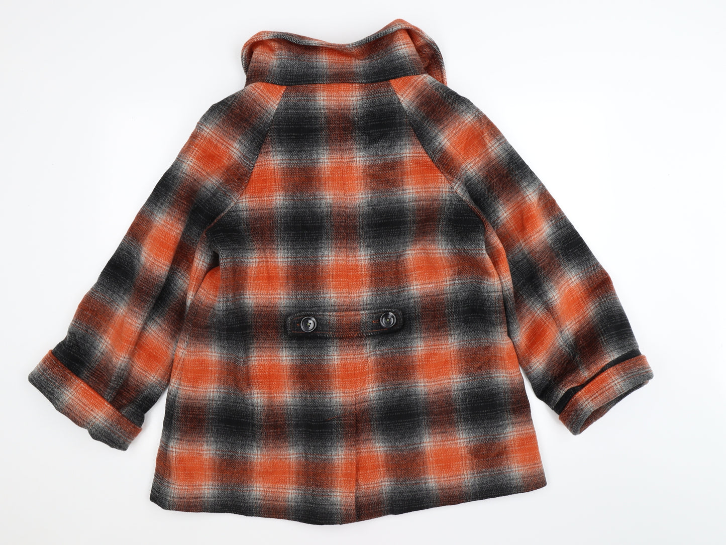 Dickins & Jones Womens Grey Check Knit Parka Coat Size 14  - orange