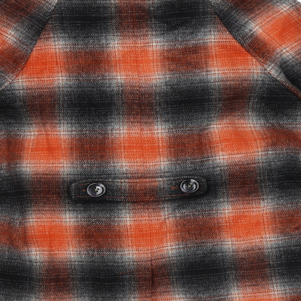Dickins & Jones Womens Grey Check Knit Parka Coat Size 14  - orange