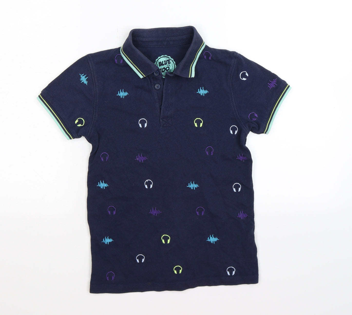 Blue Zoo Boys Blue   Basic Polo Size 9-10 Years  - music headhphones
