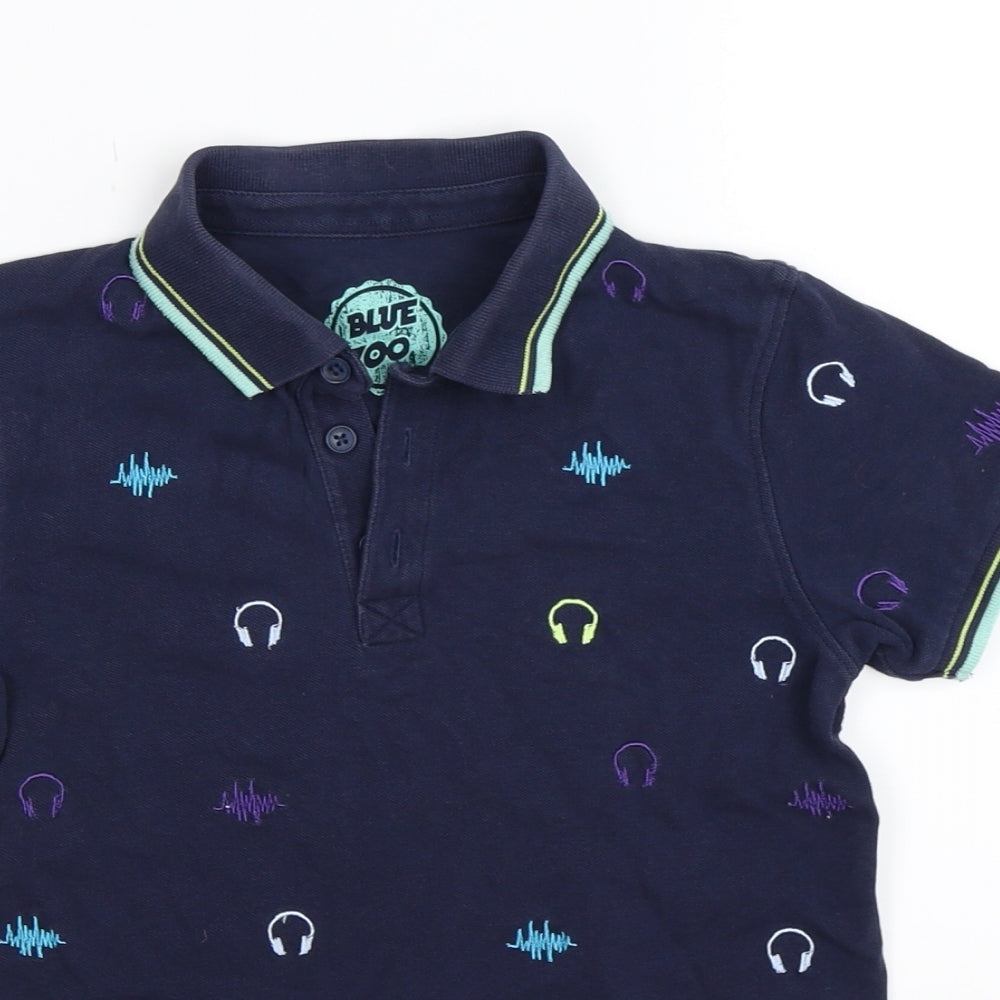Blue Zoo Boys Blue   Basic Polo Size 9-10 Years  - music headhphones