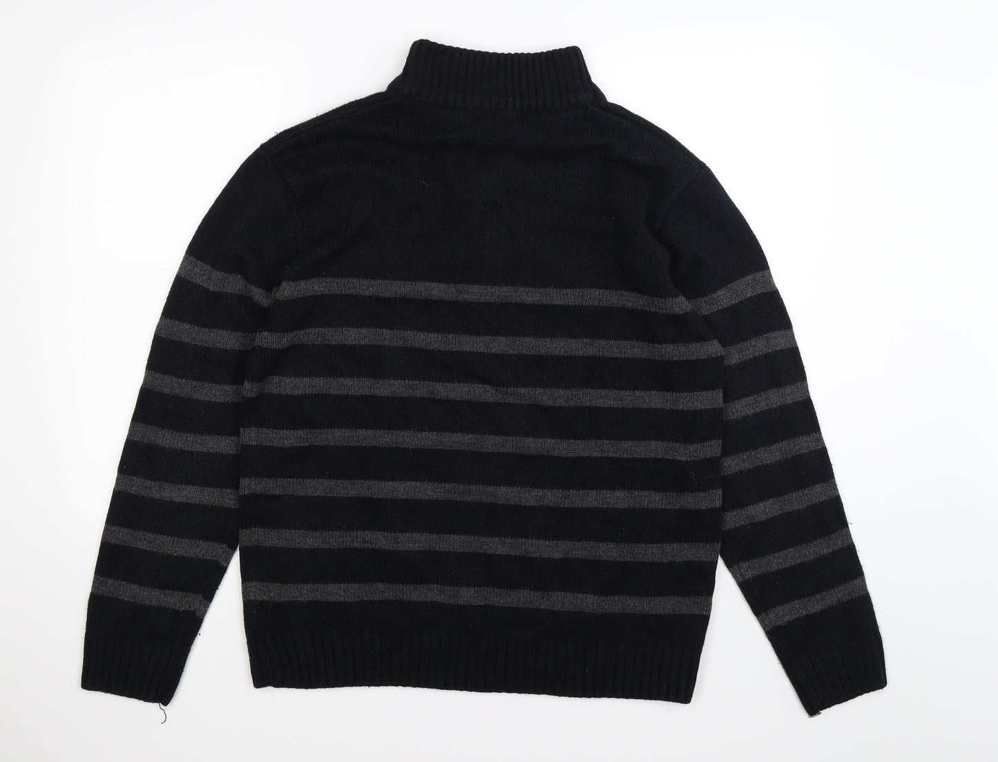 Pierre Cardin Mens Black Striped Knit Pullover Jumper Size XL