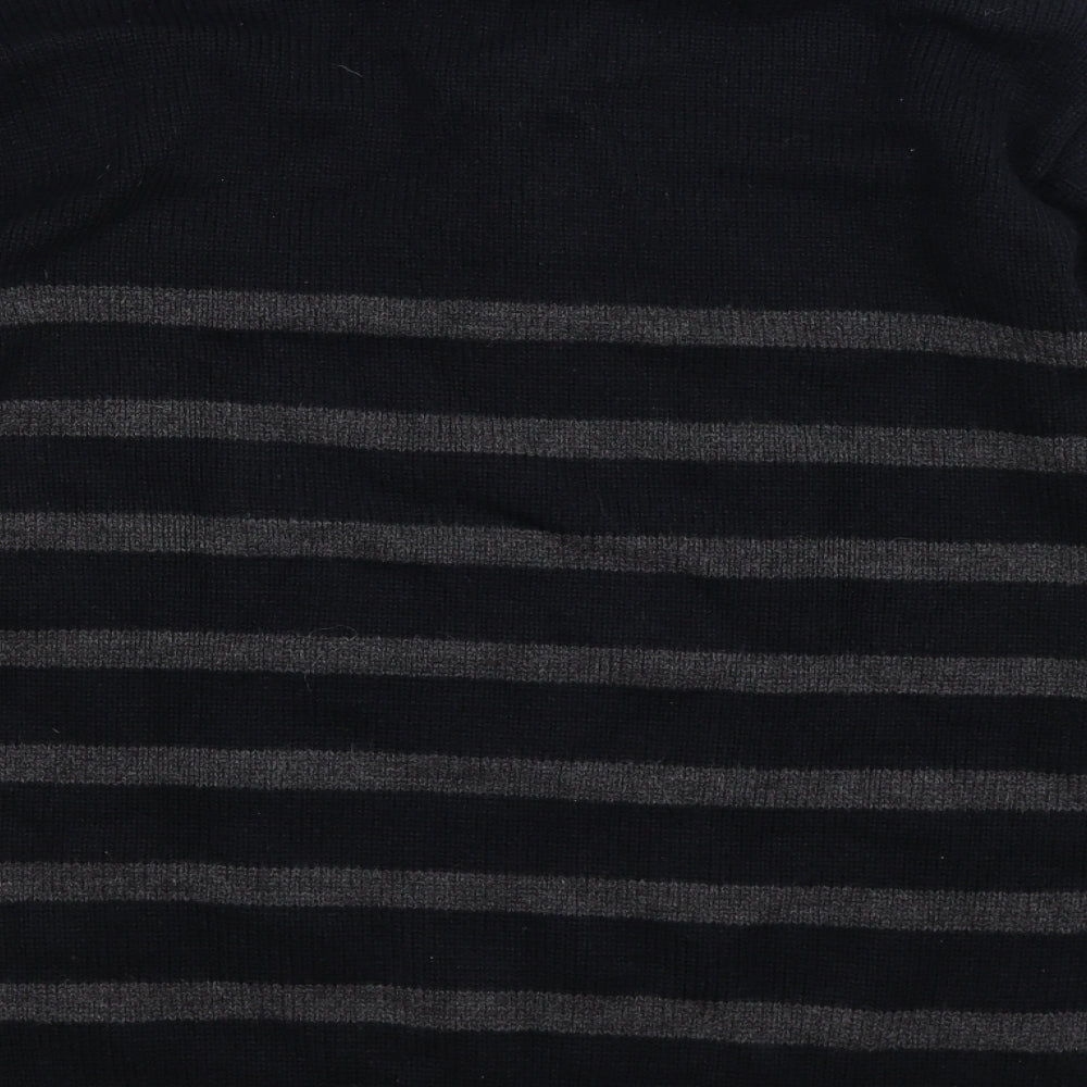 Pierre Cardin Mens Black Striped Knit Pullover Jumper Size XL