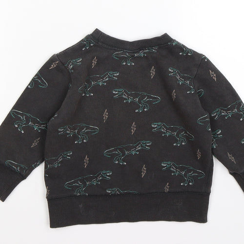 cotton kids Boys Grey  Jersey Pullover Jumper Size 12-18 Months  - dinosaurs