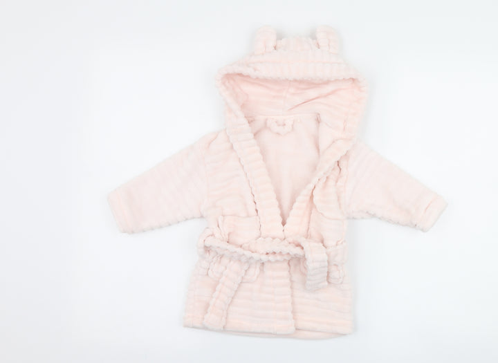 NEXT Girls Pink Fleece Kimono Robe Size 9-12 Months