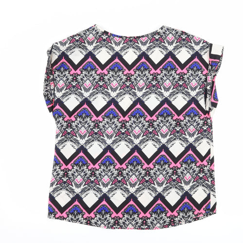 Atmosphere Womens White Geometric  Basic Blouse Size 14