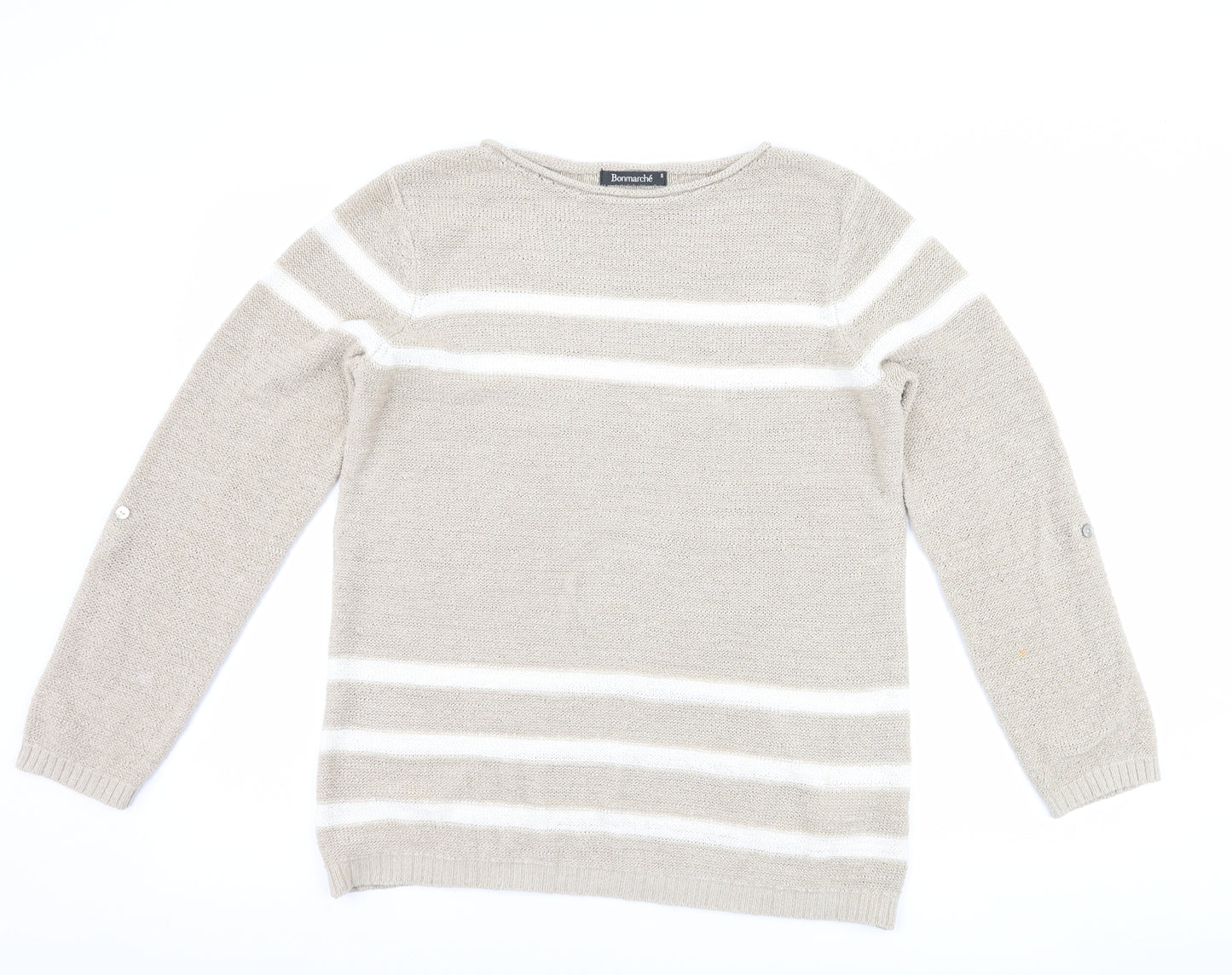 Bonmarché Womens Beige Striped  Pullover Jumper Size S