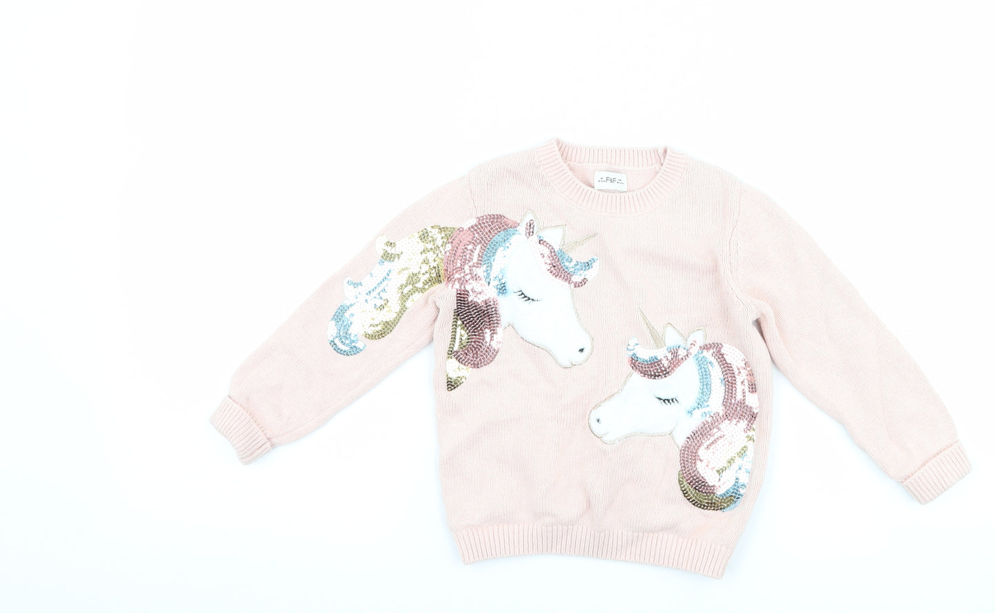 F&F Girls Pink   Pullover Jumper Size 18-24 Months  - Unicorn