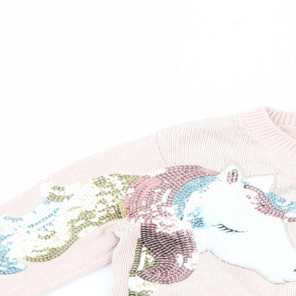 F&F Girls Pink   Pullover Jumper Size 18-24 Months  - Unicorn