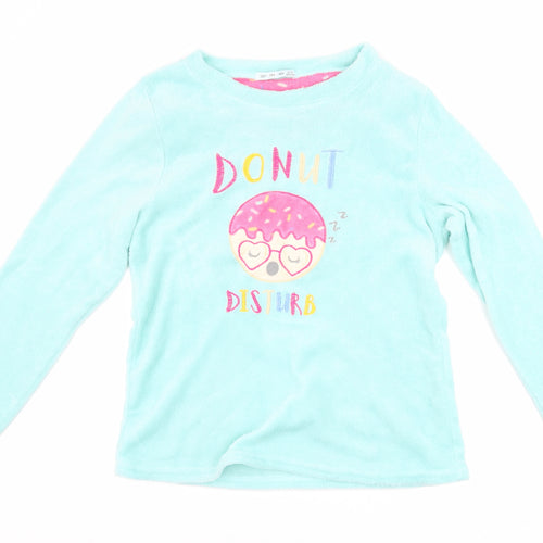 just like you Womens Blue  Fleece Top Pyjama Top Size M  - donut disturb