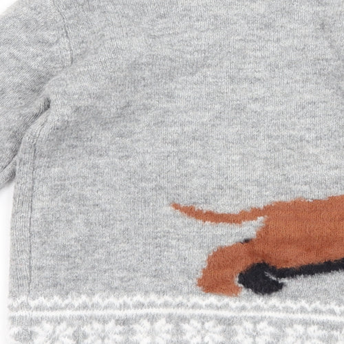 TU Girls Grey   Pullover Jumper Size 5 Years  - Sausage Dog Christmas