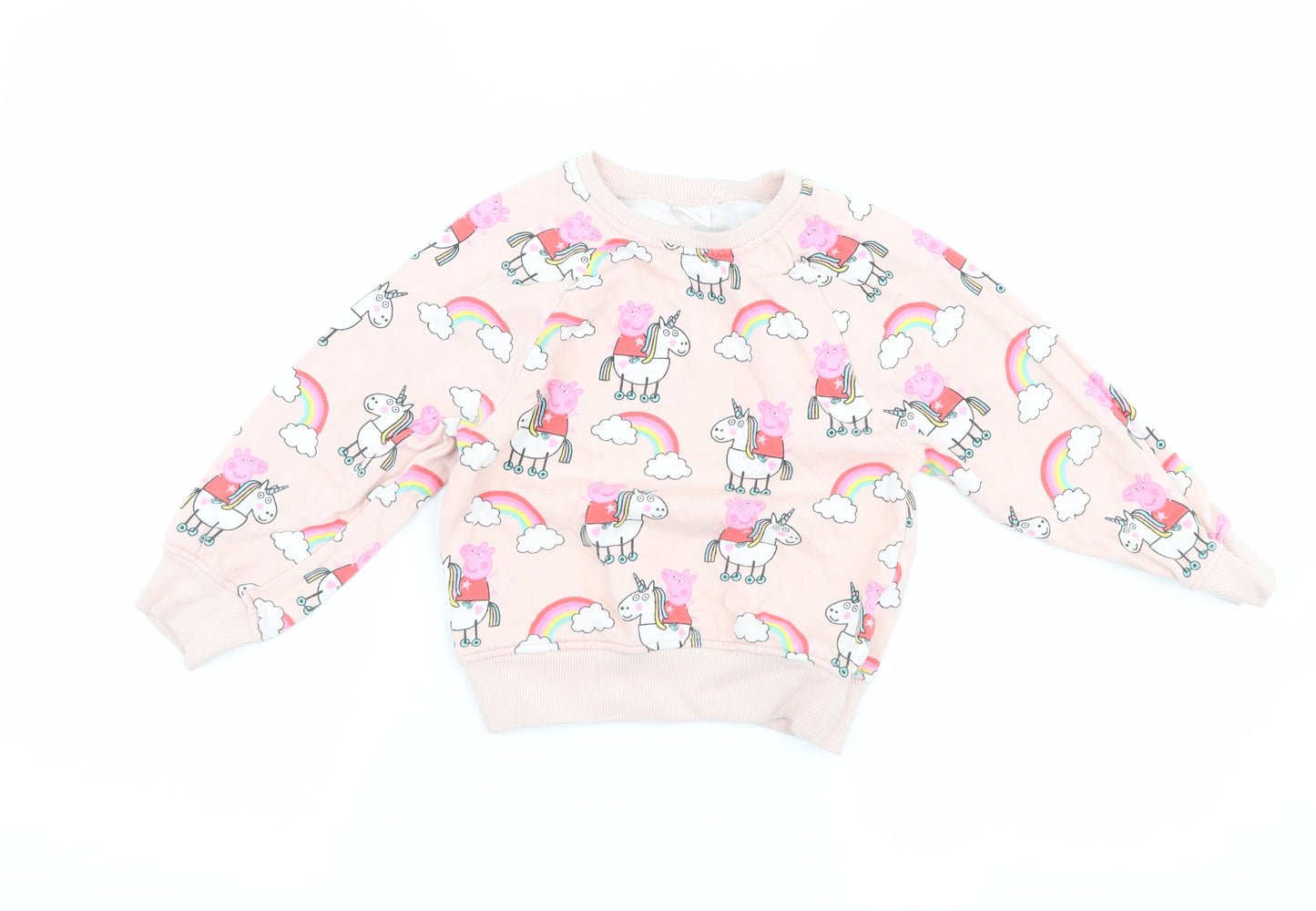 NEXT Girls Pink   Pullover Sweatshirt Size 3-4 Years  - peppa pig unicorn
