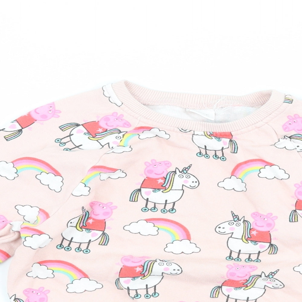 NEXT Girls Pink   Pullover Sweatshirt Size 3-4 Years  - peppa pig unicorn