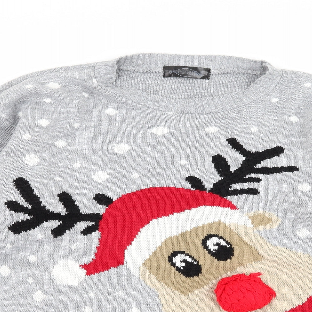 Sapphire Womens Grey   Pullover Jumper Size XL  - christmas reindeer