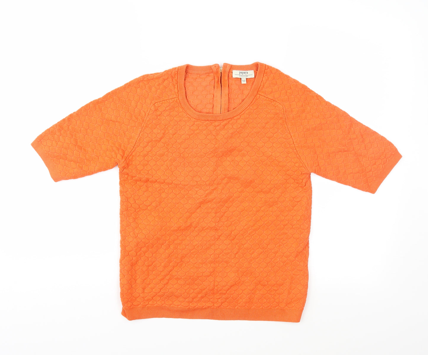 Papaya Womens Orange  Jersey Basic T-Shirt Size 12