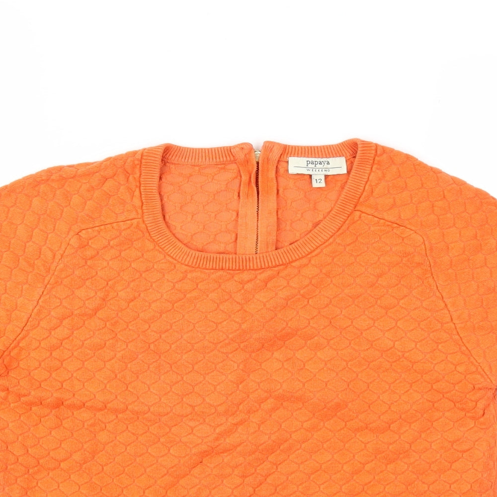 Papaya Womens Orange  Jersey Basic T-Shirt Size 12