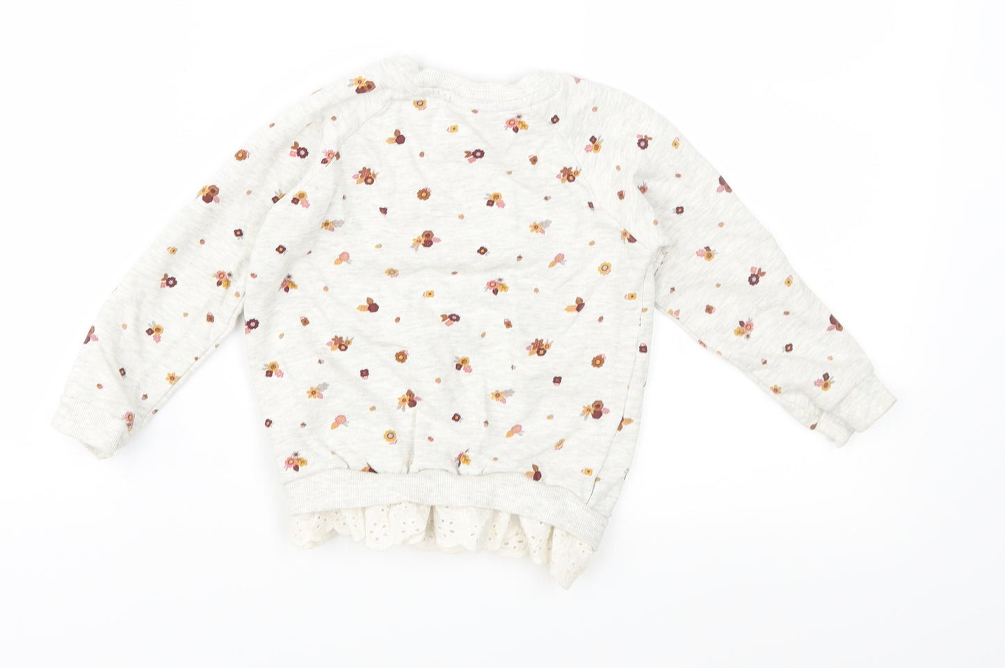 TU Girls Grey Floral  Pullover Sweatshirt Size 2-3 Years