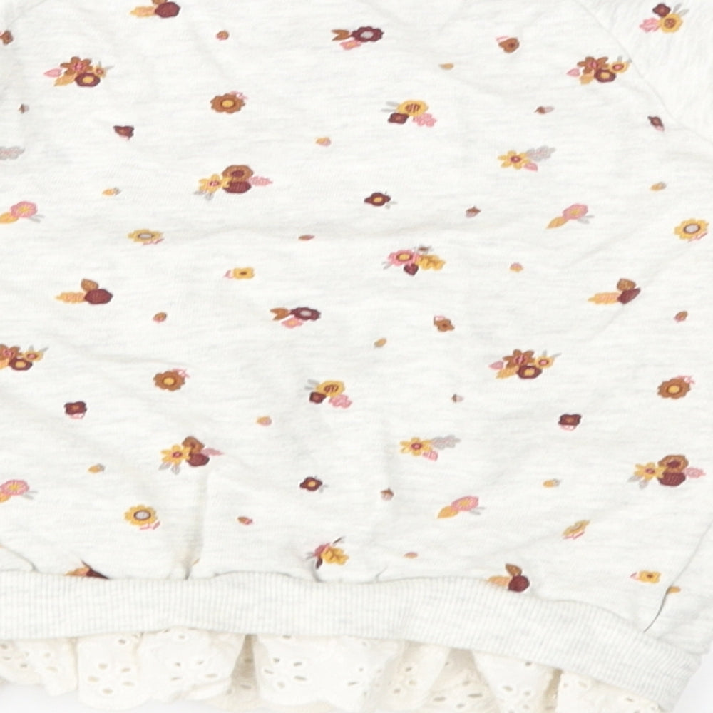 TU Girls Grey Floral  Pullover Sweatshirt Size 2-3 Years