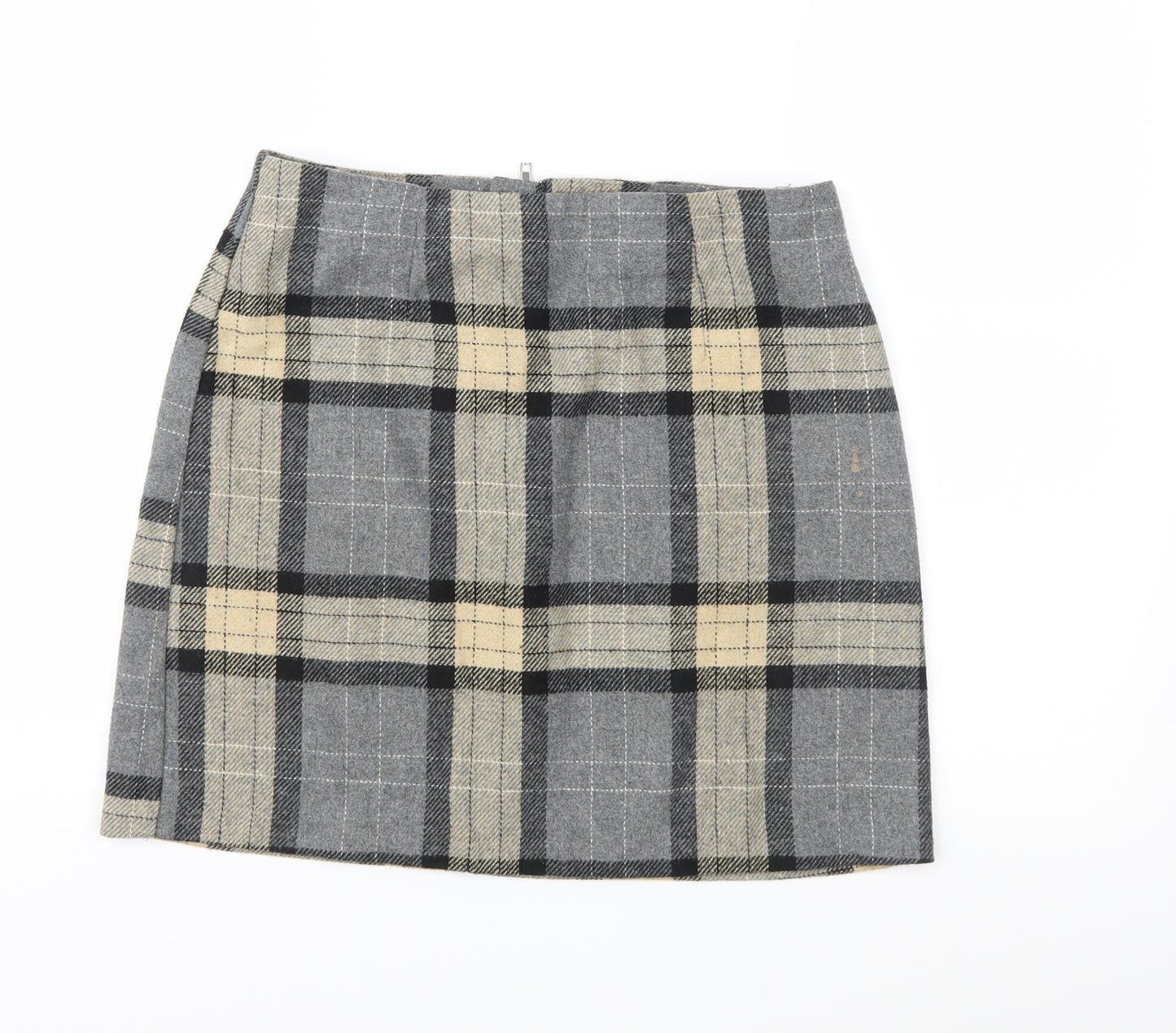 New Look Womens Grey Plaid  Straight & Pencil Skirt Size 10