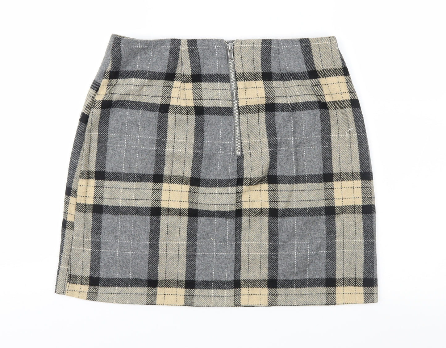 New Look Womens Grey Plaid  Straight & Pencil Skirt Size 10