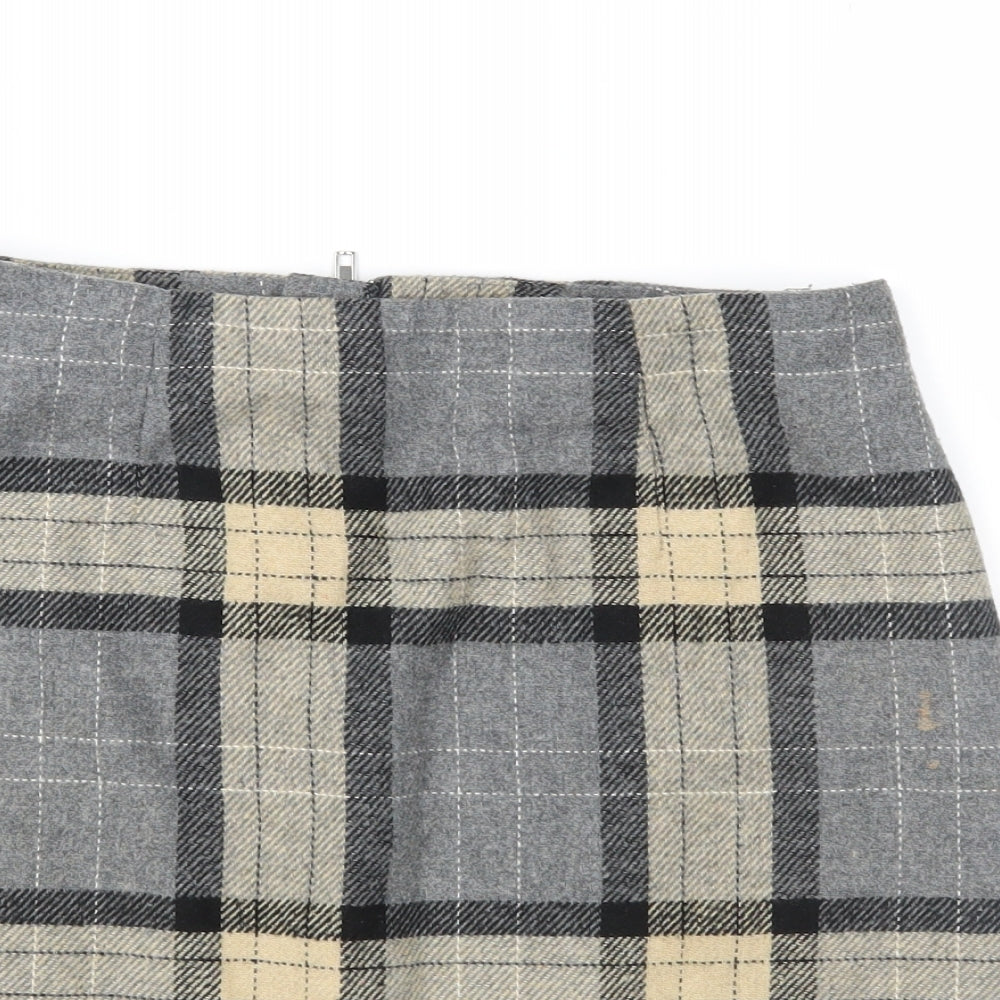 New Look Womens Grey Plaid  Straight & Pencil Skirt Size 10