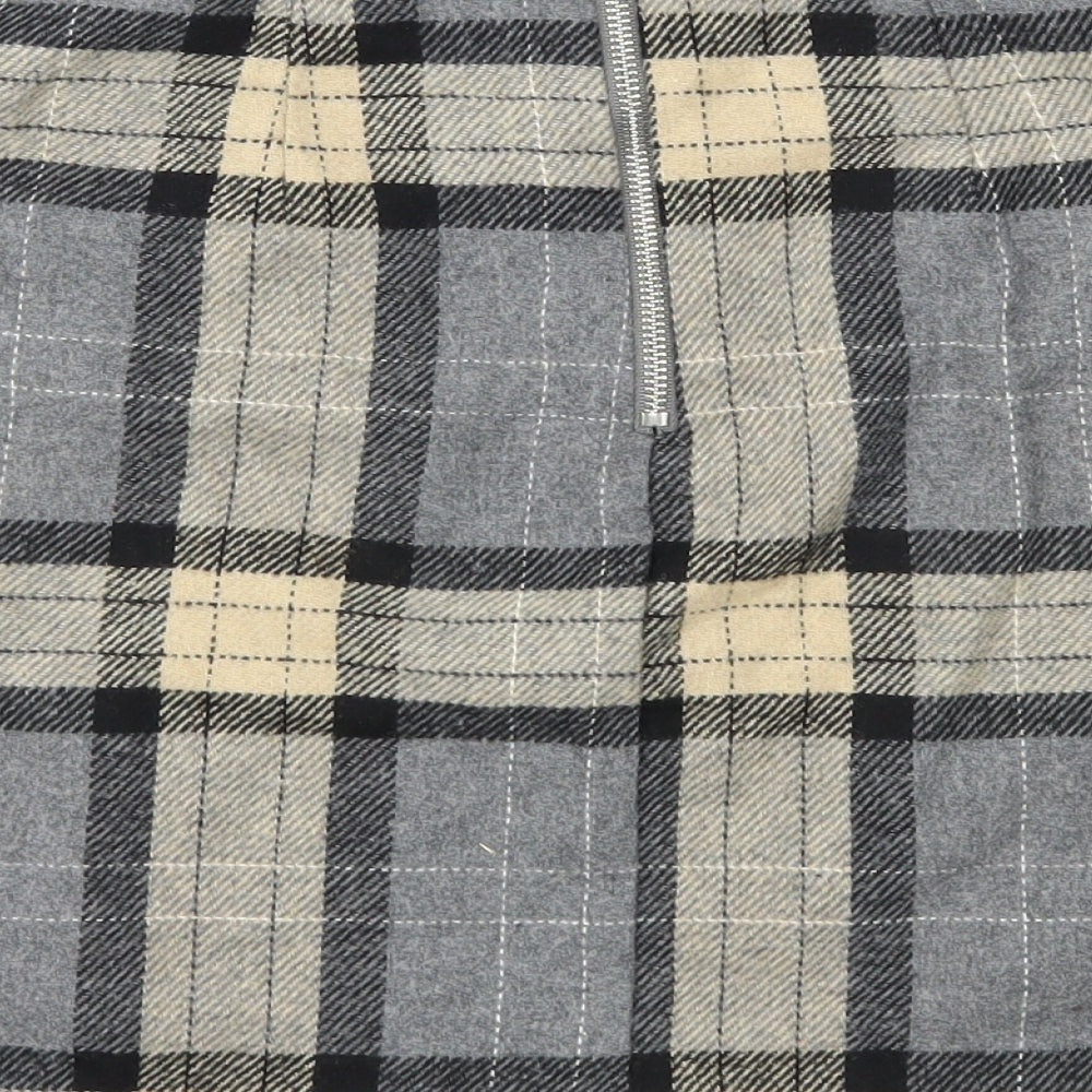 New Look Womens Grey Plaid  Straight & Pencil Skirt Size 10