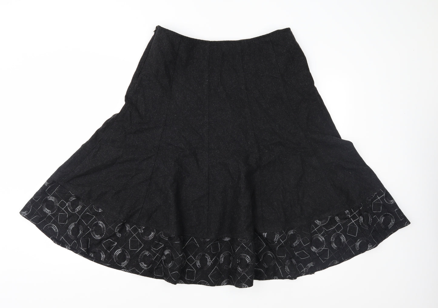 Per Una Womens Grey Geometric  A-Line Skirt Size 14